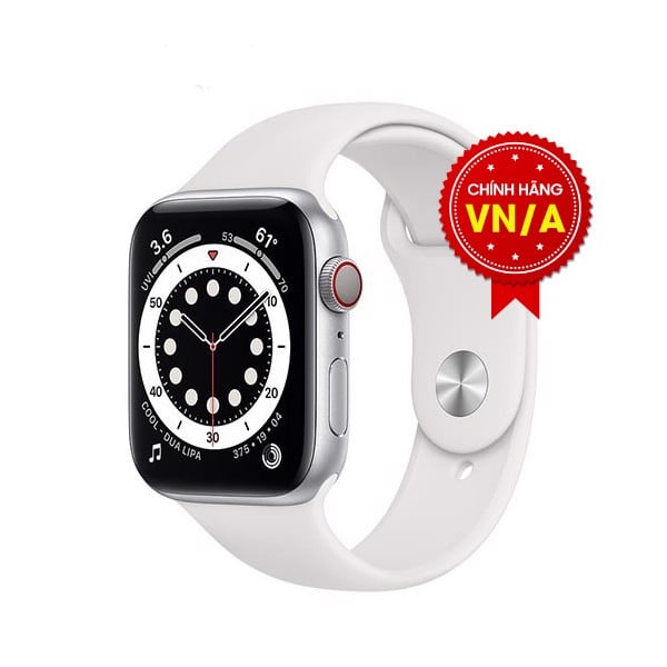 Apple Watch SE 44mm (4G LTE) Viền Nhôm Bạc / Dây Cao Su Trắng - Chính Hãng VN/A